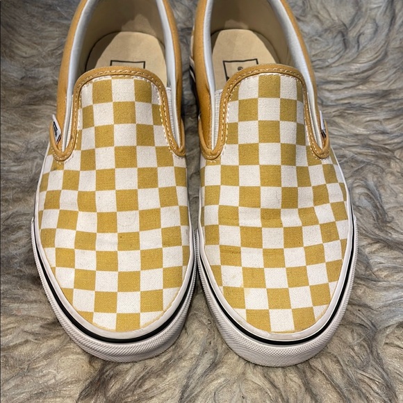 Unisex Vans Yellow Checkered Slip-On Sneakers - Picture 3 of 6